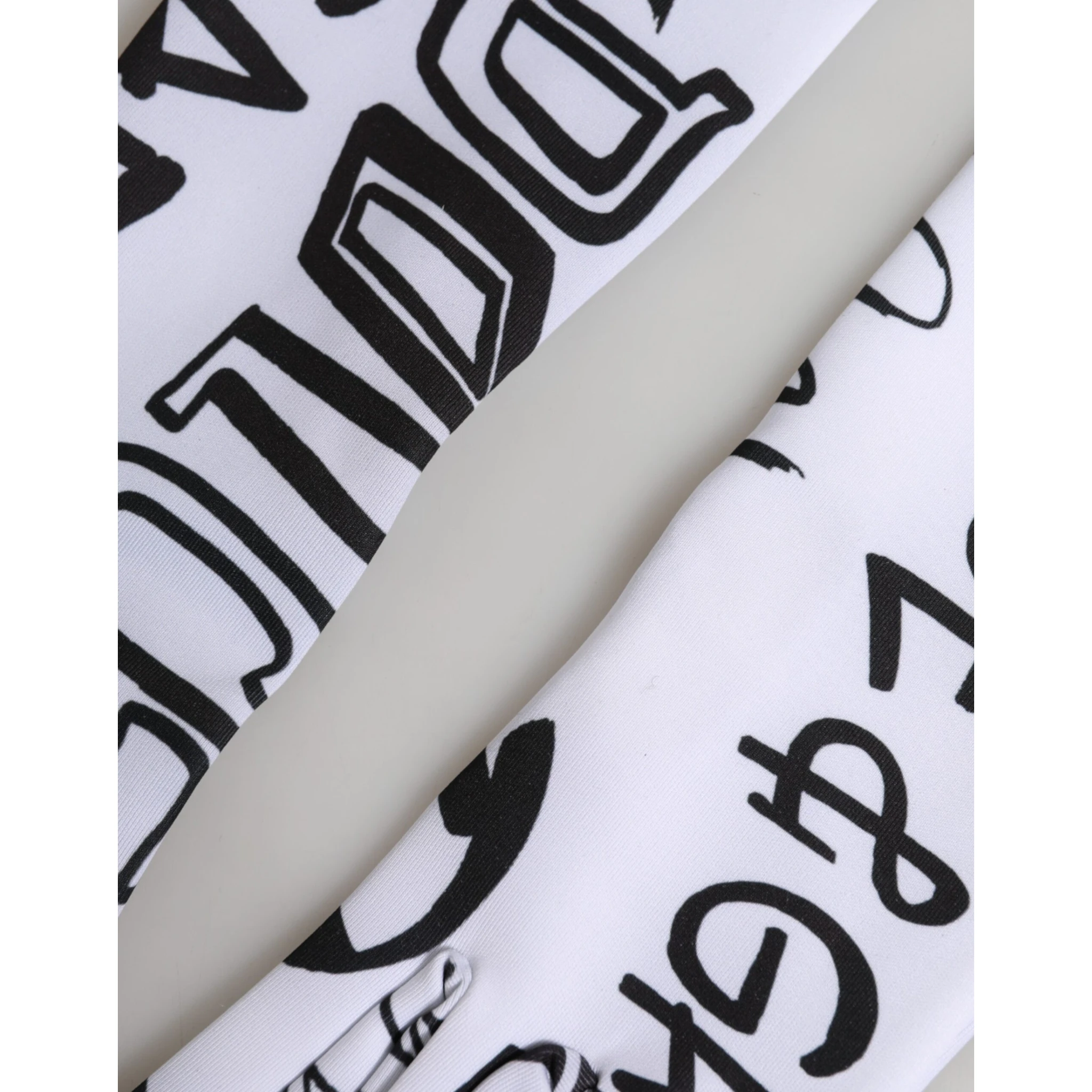 Black White DG Logo Elbow Length Mitten Gloves