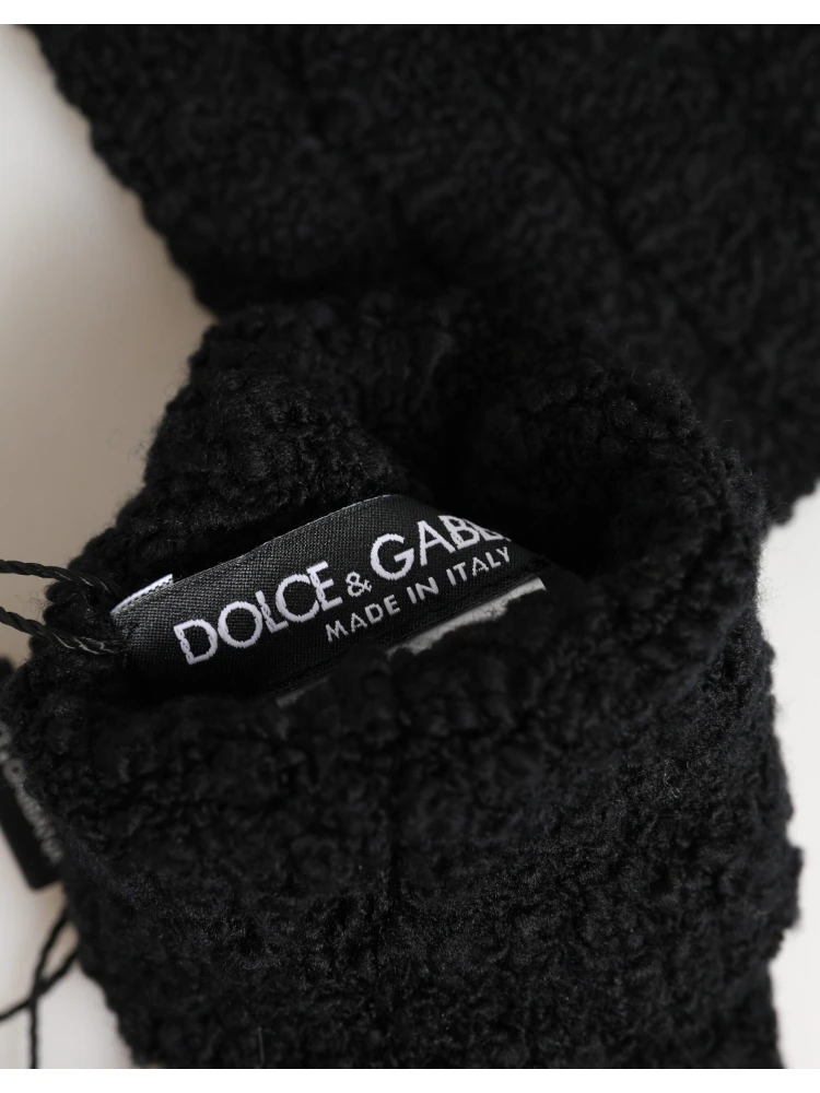 Black Virgin Wool Knitted Fingerless Men Gloves alternative