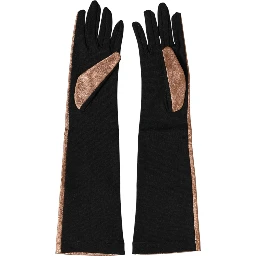 Brown Black Wool Elbow Length Mitten Men Gloves