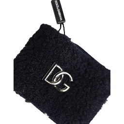 Black Polyester Logo Plaque Men One Size Wristband