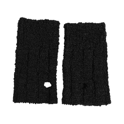 Black Virgin Wool Knitted Fingerless Men Gloves