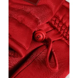 Red Viscose Motorcycle Biker Mitten Gloves