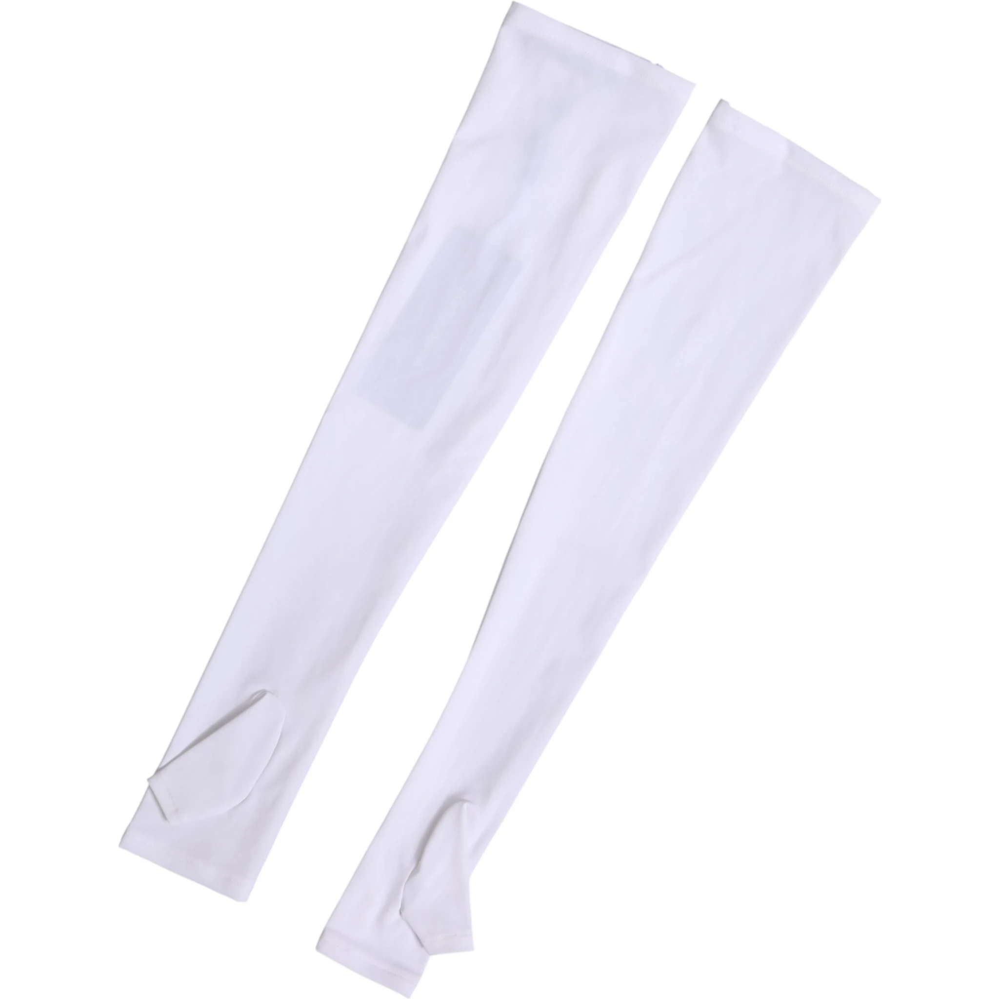 White Nylon Fingerless Elbow Length Mitten Gloves