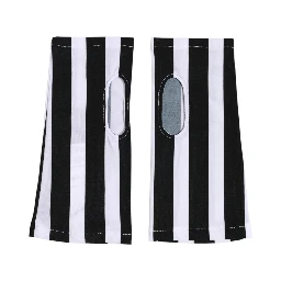 Black White Nylon Fingerless Wrist Length Gloves