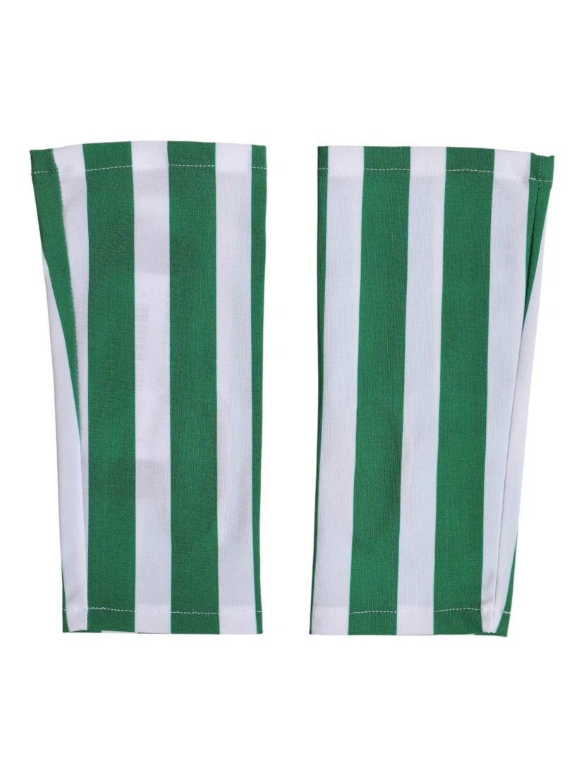 Green White Nylon Fingerless Wrist Length Gloves