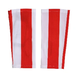 Red White Nylon Fingerless Wrist Length Gloves