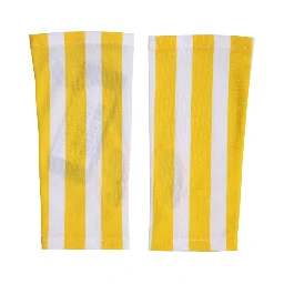 Yellow White Nylon Fingerless Wrist Length Gloves
