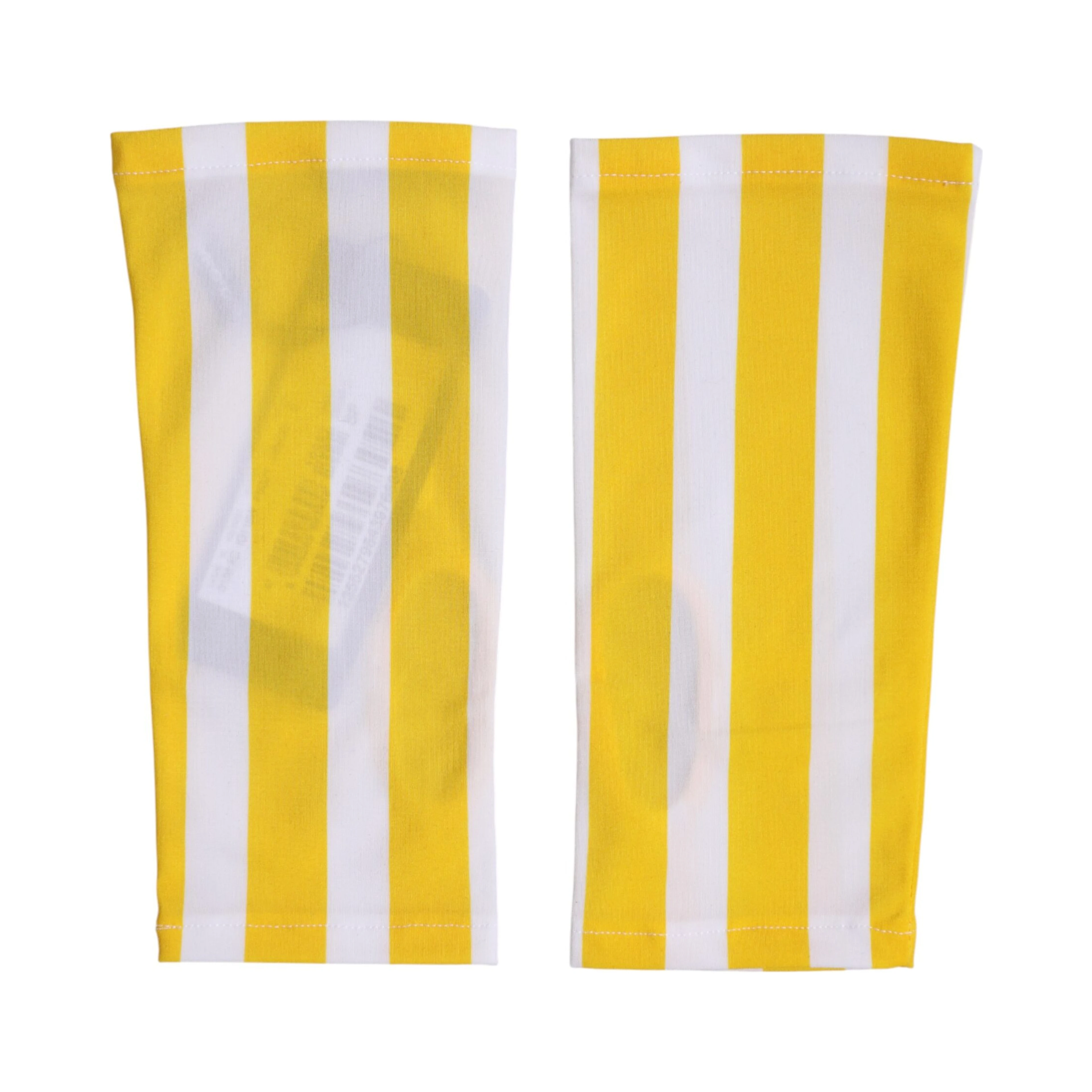 Yellow White Nylon Fingerless Wrist Length Gloves