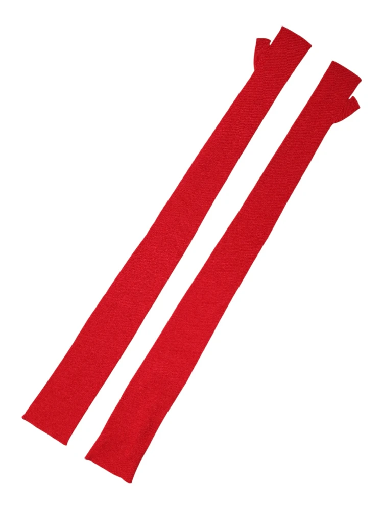 Red Wool Fingerless Elbow Length Mitten Gloves alternative