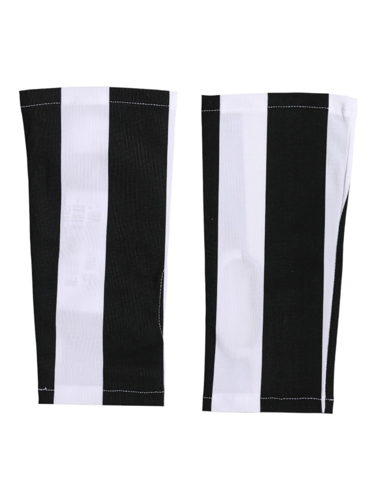 Black White Nylon Fingerless Wrist Length Gloves alternative