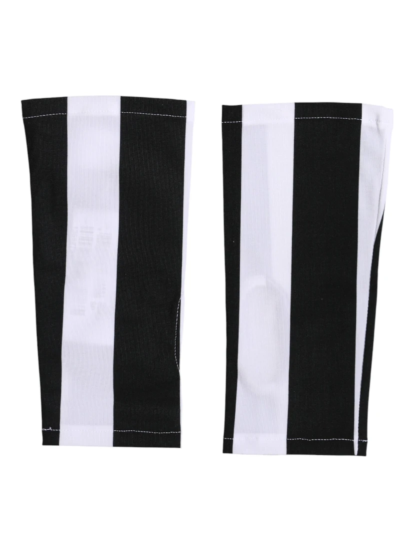 Black White Nylon Fingerless Wrist Length Gloves