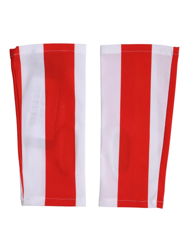 Red White Nylon Fingerless Wrist Length Gloves alternative
