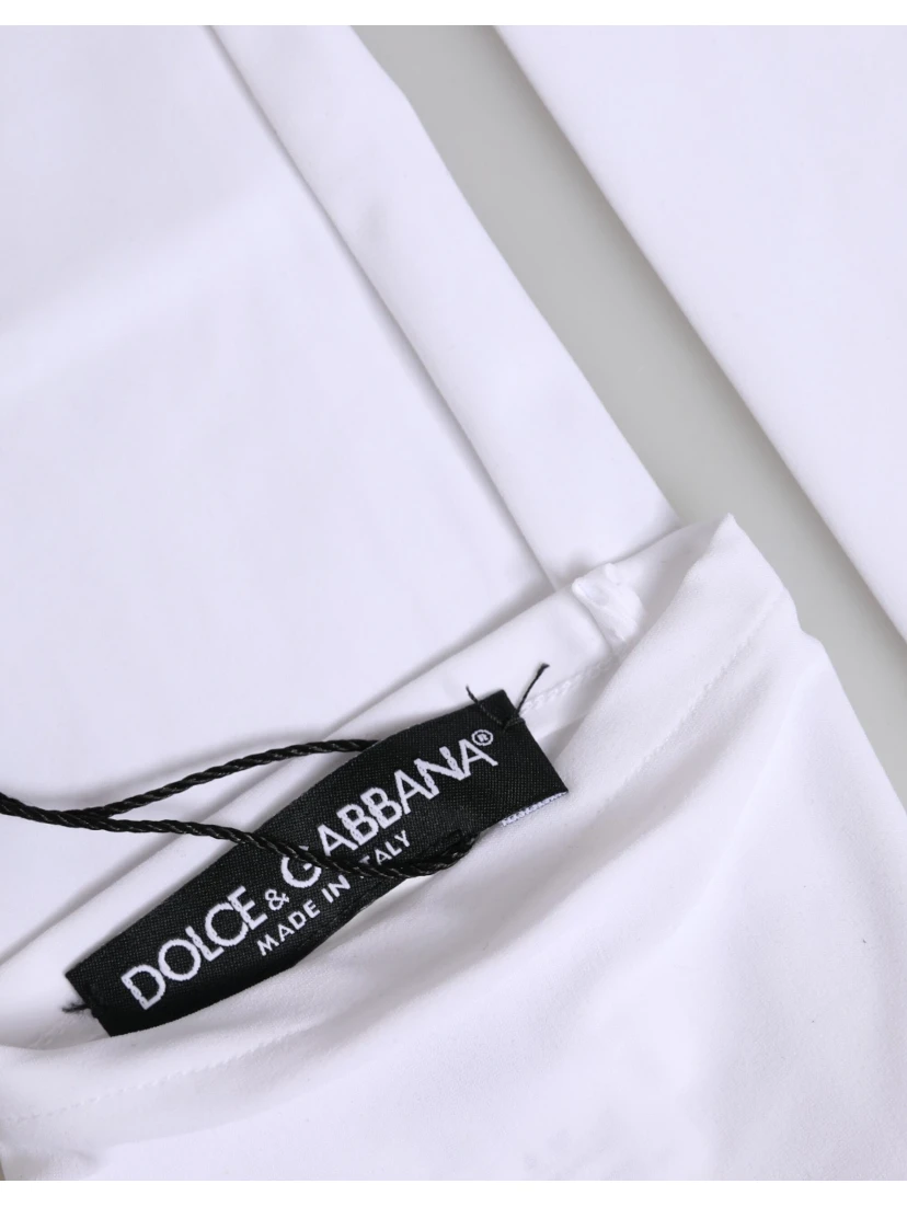 White Nylon Fingerless Elbow Length Mitten Gloves