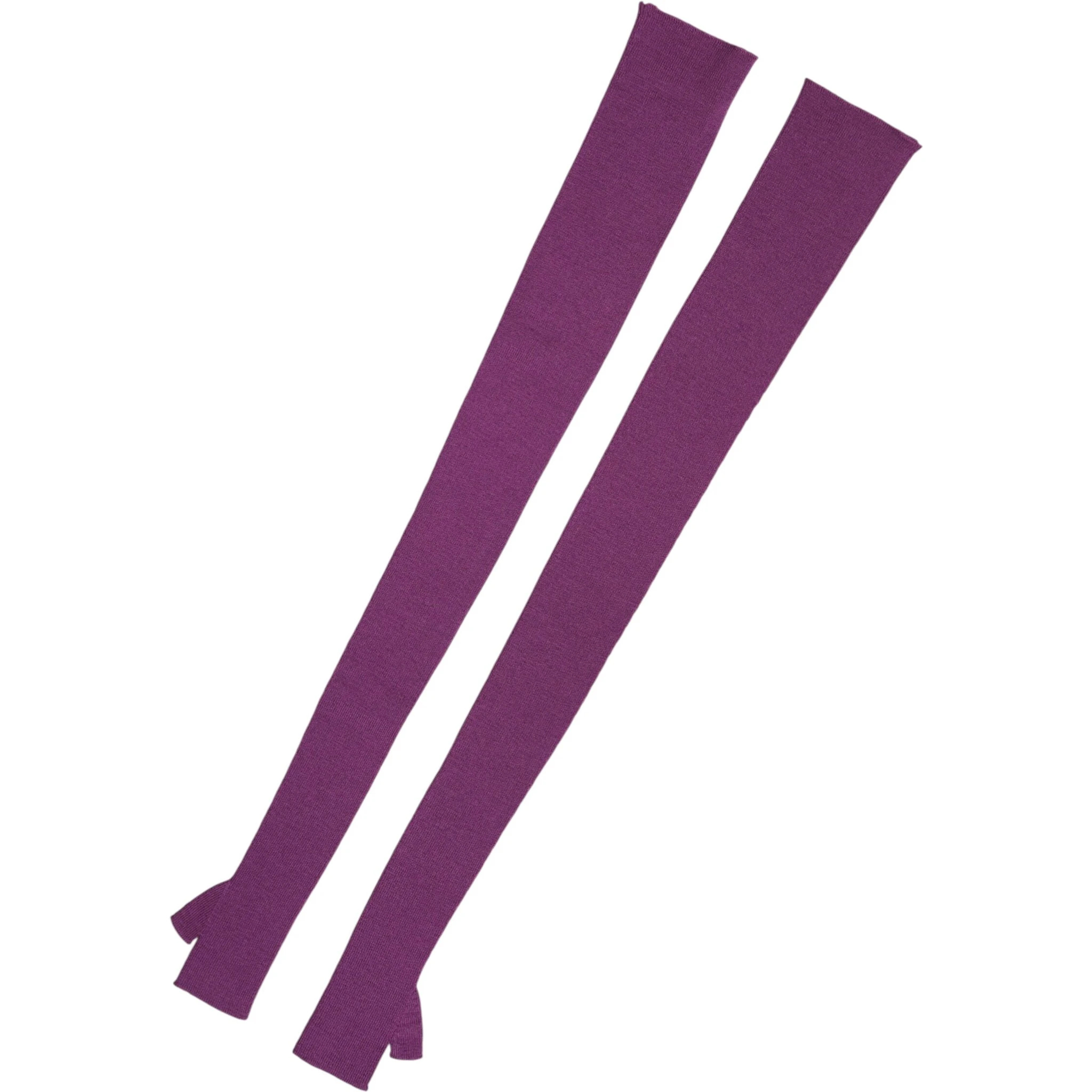 Purple Wool Fingerless Elbow Length Women One Size Gloves