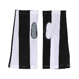 Black White Nylon Fingerless Wrist Length Gloves