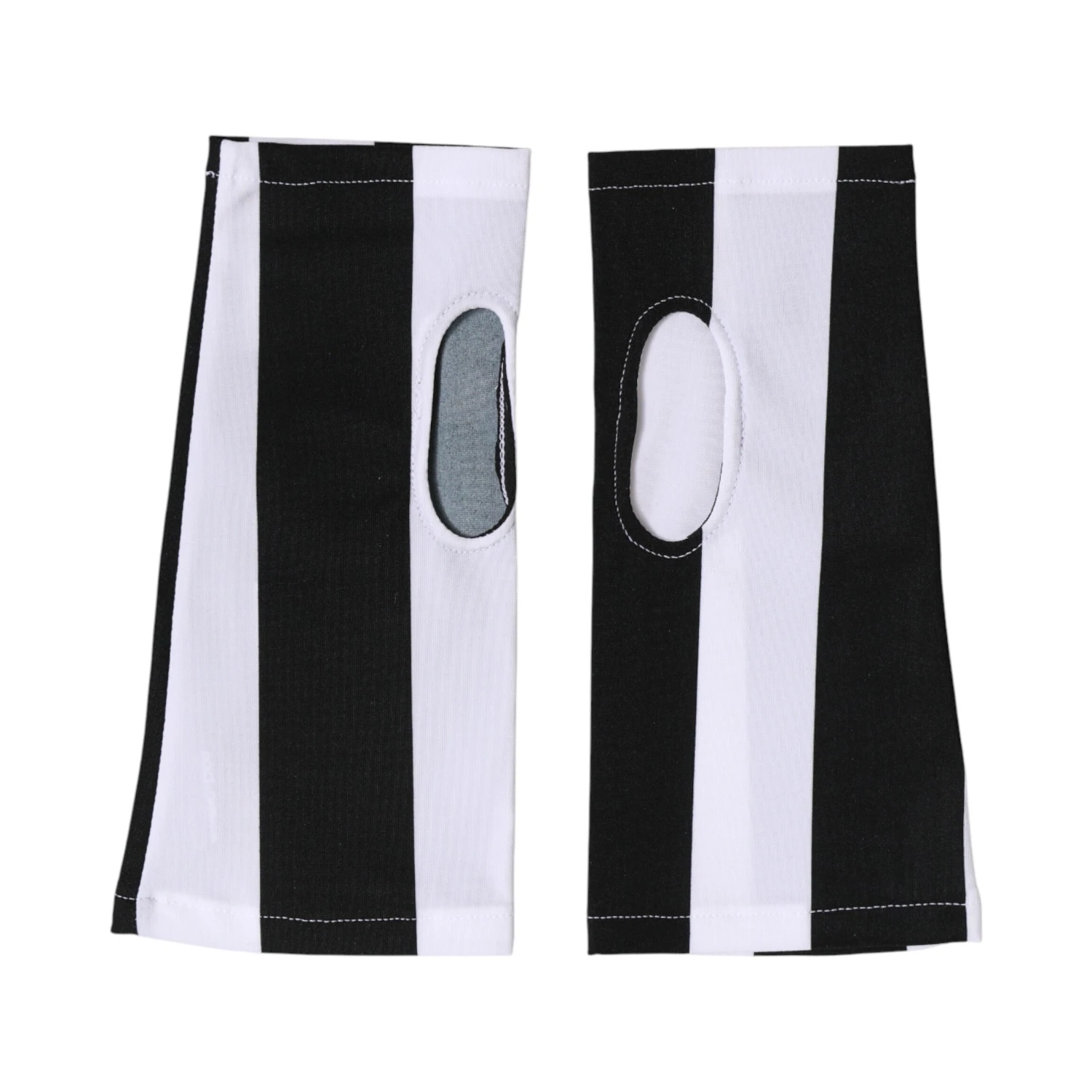 Black White Nylon Fingerless Wrist Length Gloves