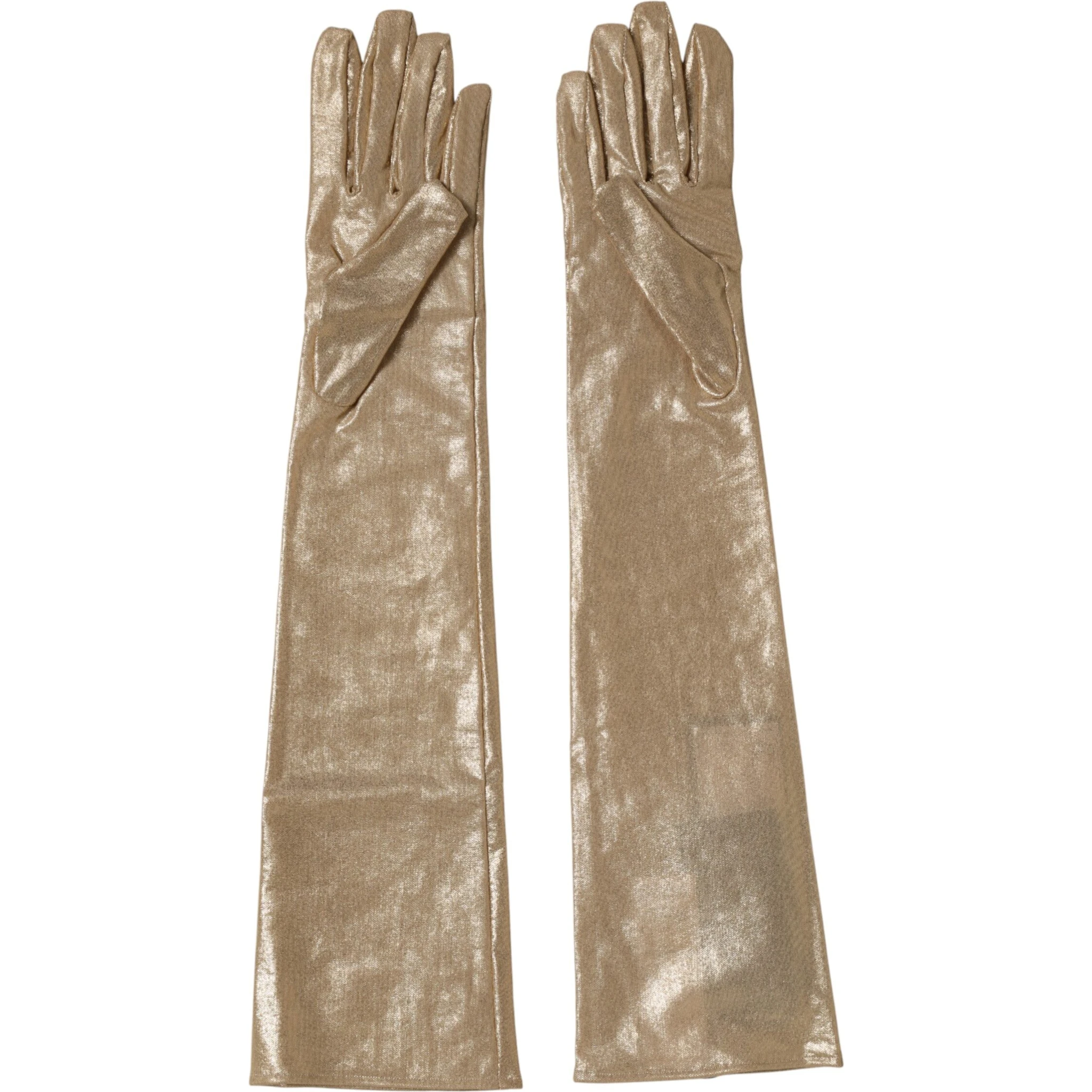 Beige Nylon Long Elbow Length Mitten Gloves
