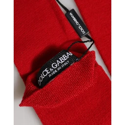 Red Wool Knitted Fingerless Elbow One Length Gloves