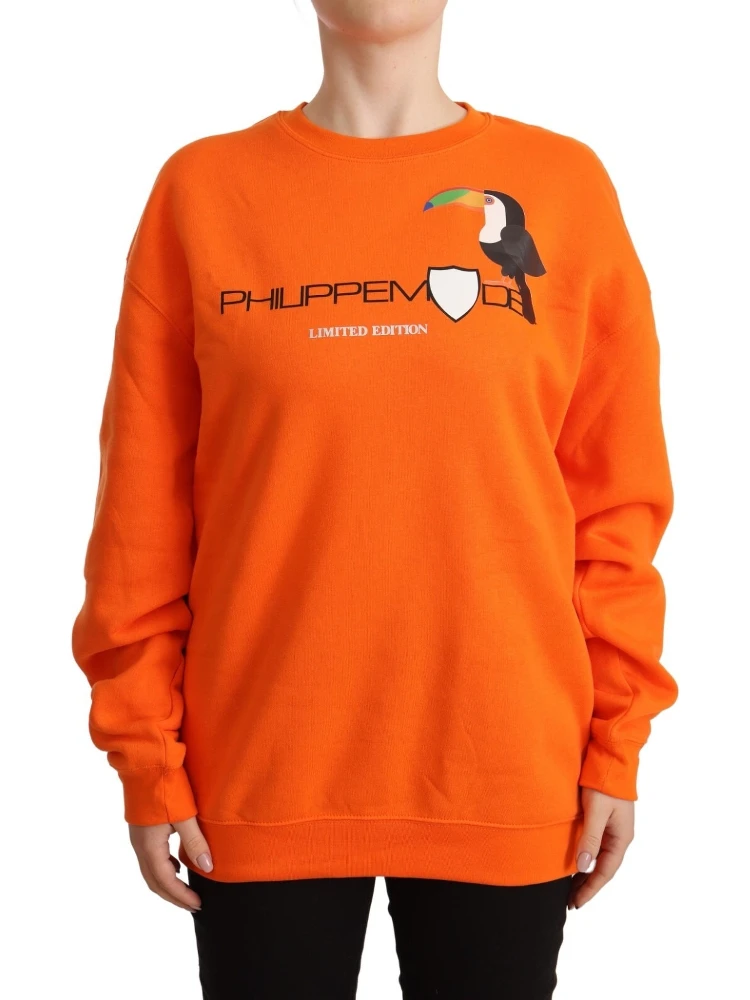 Orange Printed Long Sleeves Pullover Sweater alternative