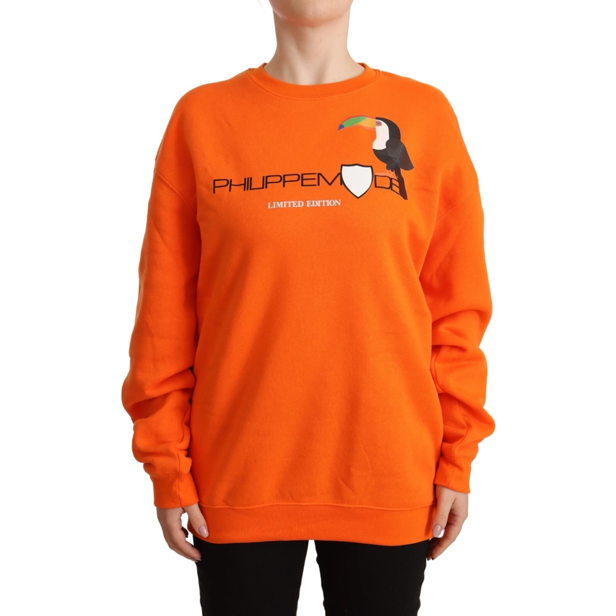 Orange Printed Long Sleeves Pullover Sweater