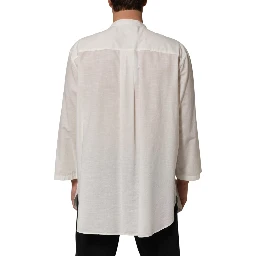 White Cotton Floral Print Button Down Shirt