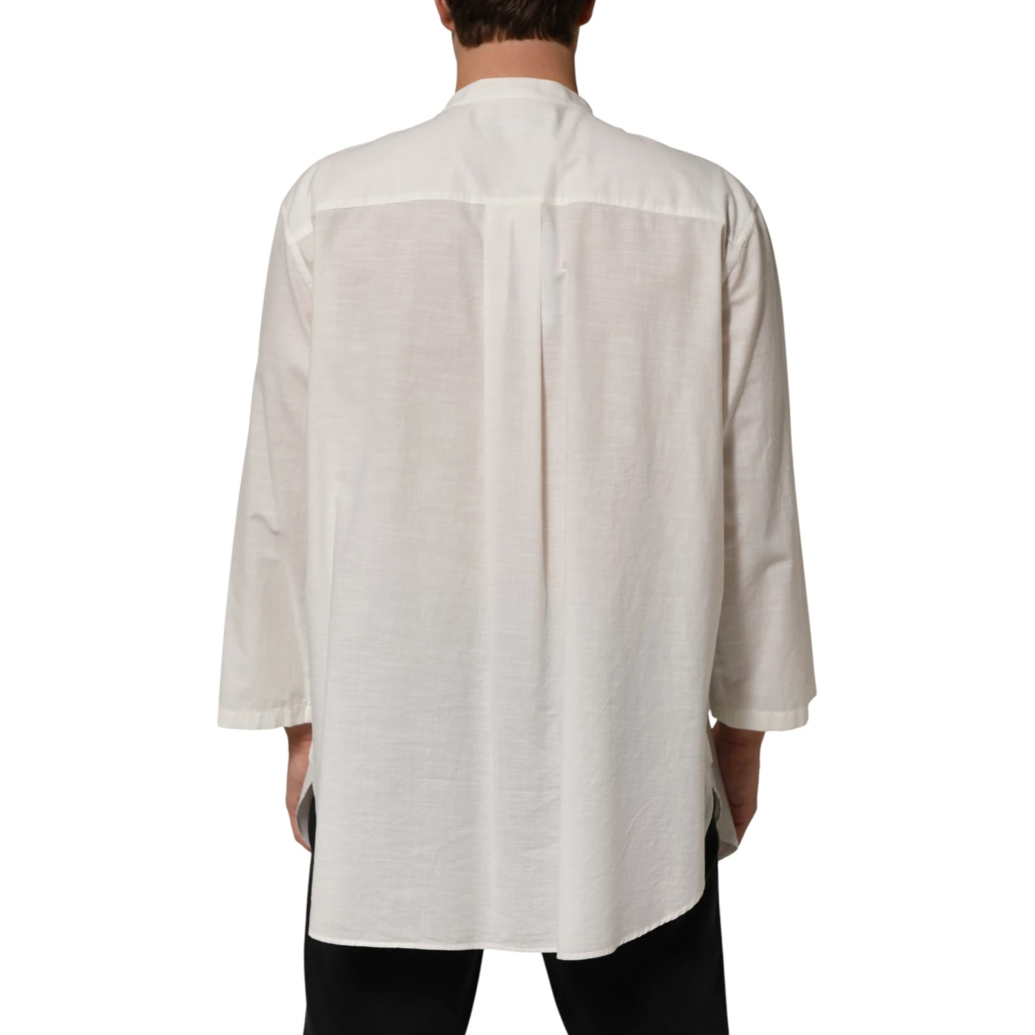 White Cotton Floral Print Button Down Shirt