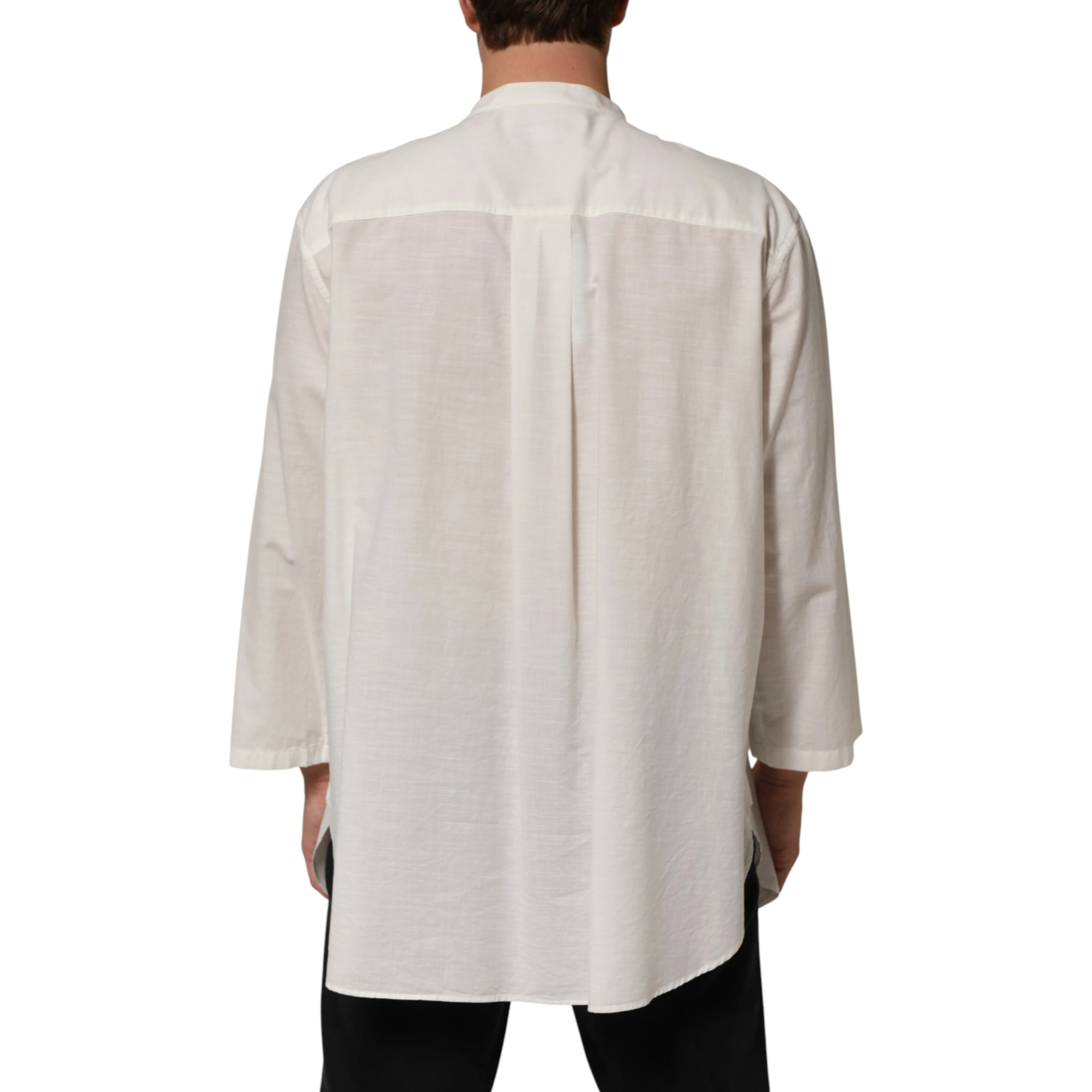 White Cotton Floral Print Button Down Shirt