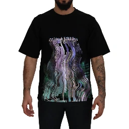 Cotton Black Printed Crewneck Tee T-shirt