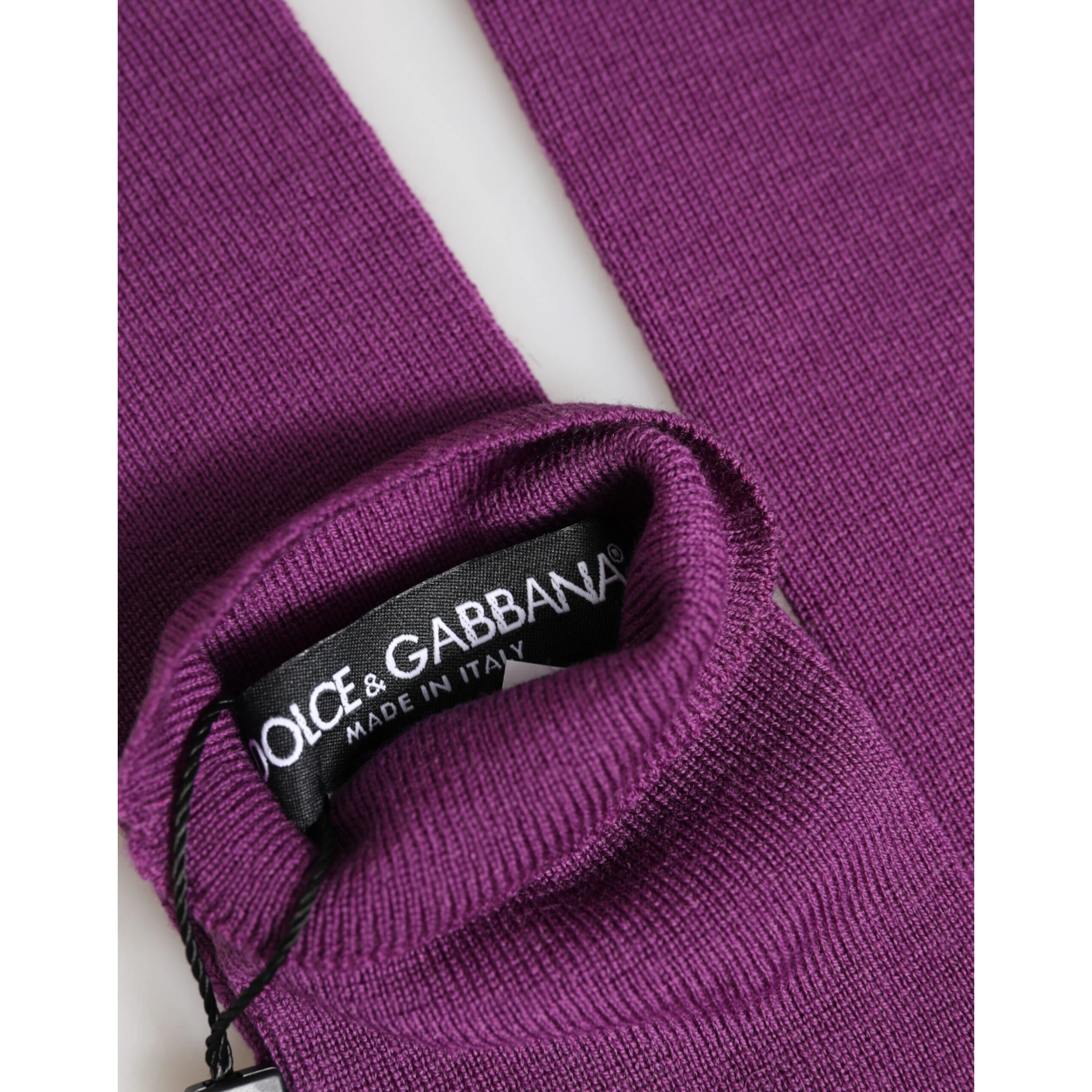 Purple Wool Fingerless Elbow Length Women One Size Gloves