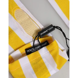 Yellow White Nylon Fingerless Wrist Length Gloves