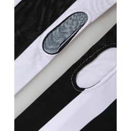 Black White Nylon Fingerless Wrist Length Gloves