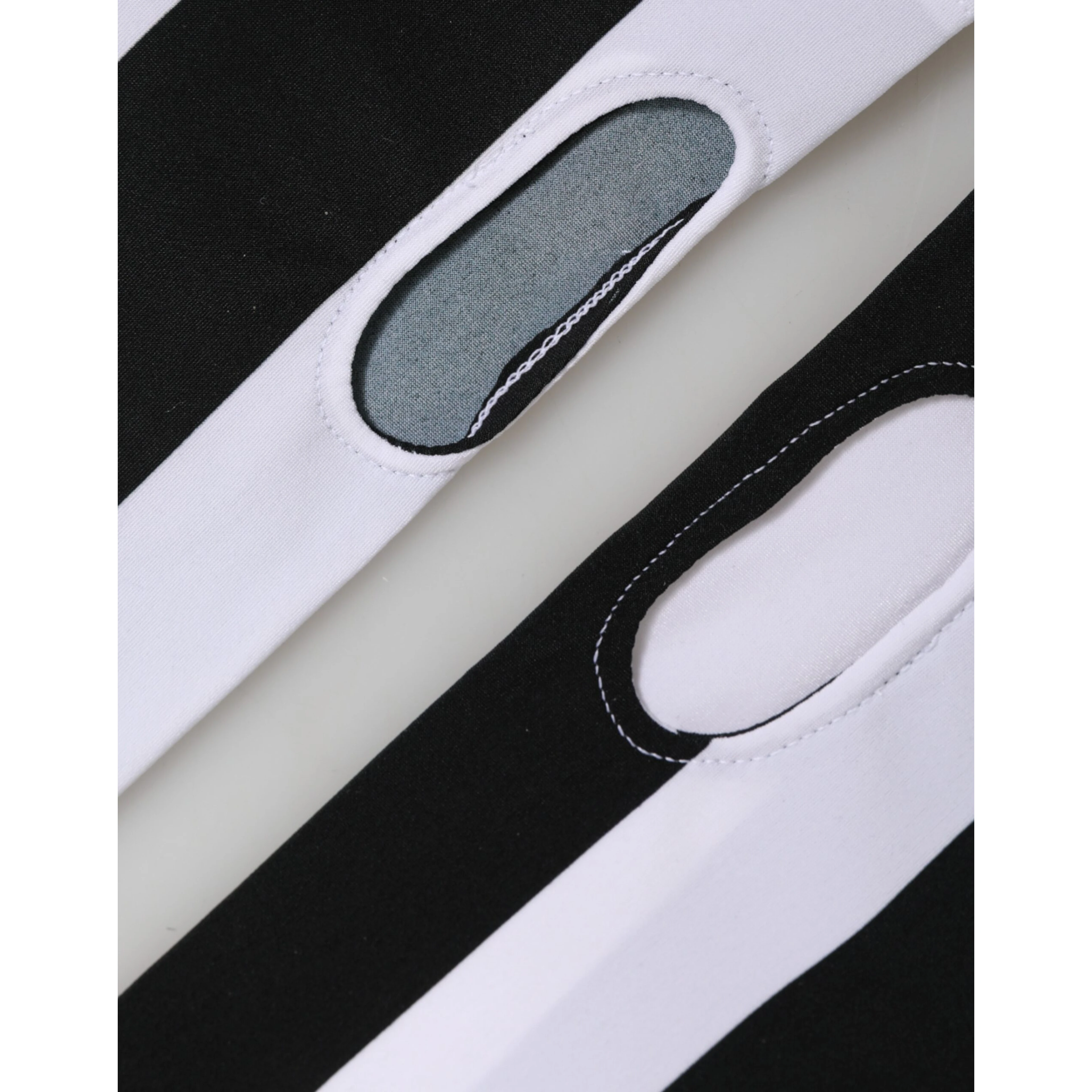 Black White Nylon Fingerless Wrist Length Gloves