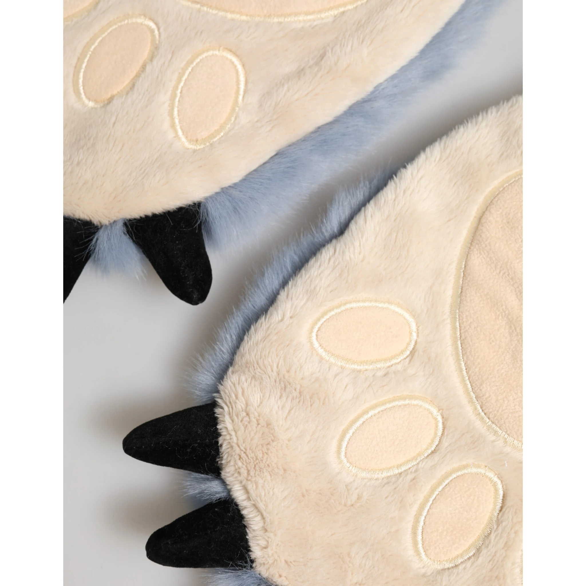 Blue Acrylic Knitted Fur Wrist Mitten Gloves