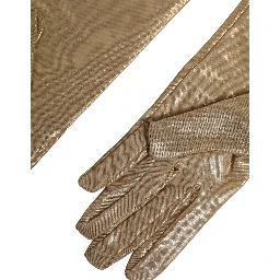 Beige Nylon Long Elbow Length Mitten Gloves