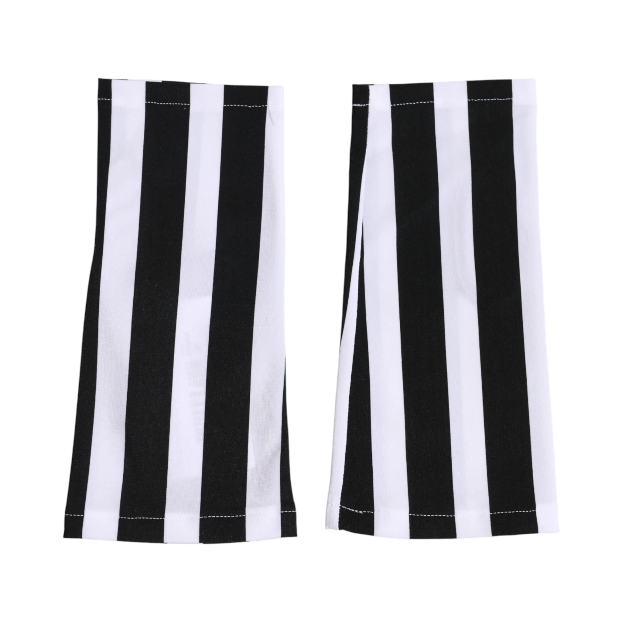 Black White Nylon Fingerless Wrist Length Gloves