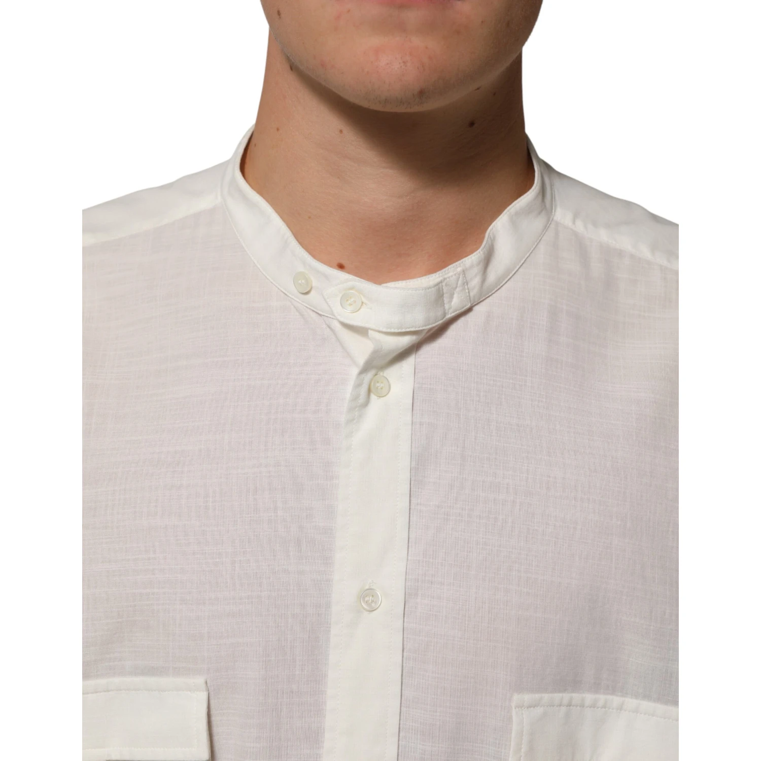 White Cotton Floral Print Button Down Shirt