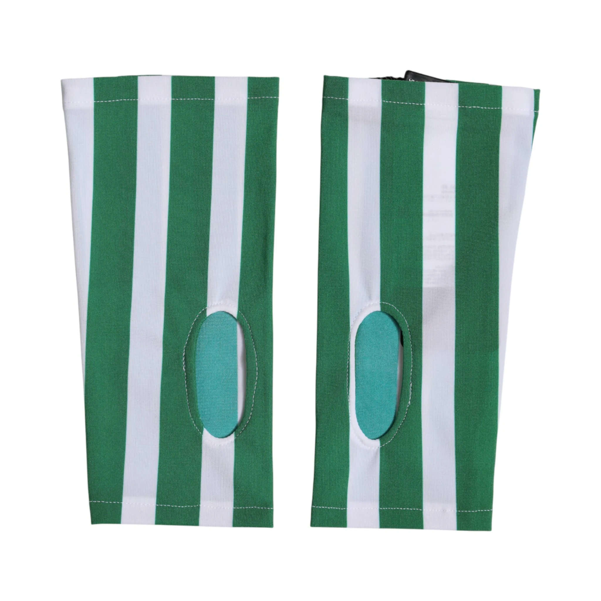 Green White Nylon Fingerless Wrist Length Gloves