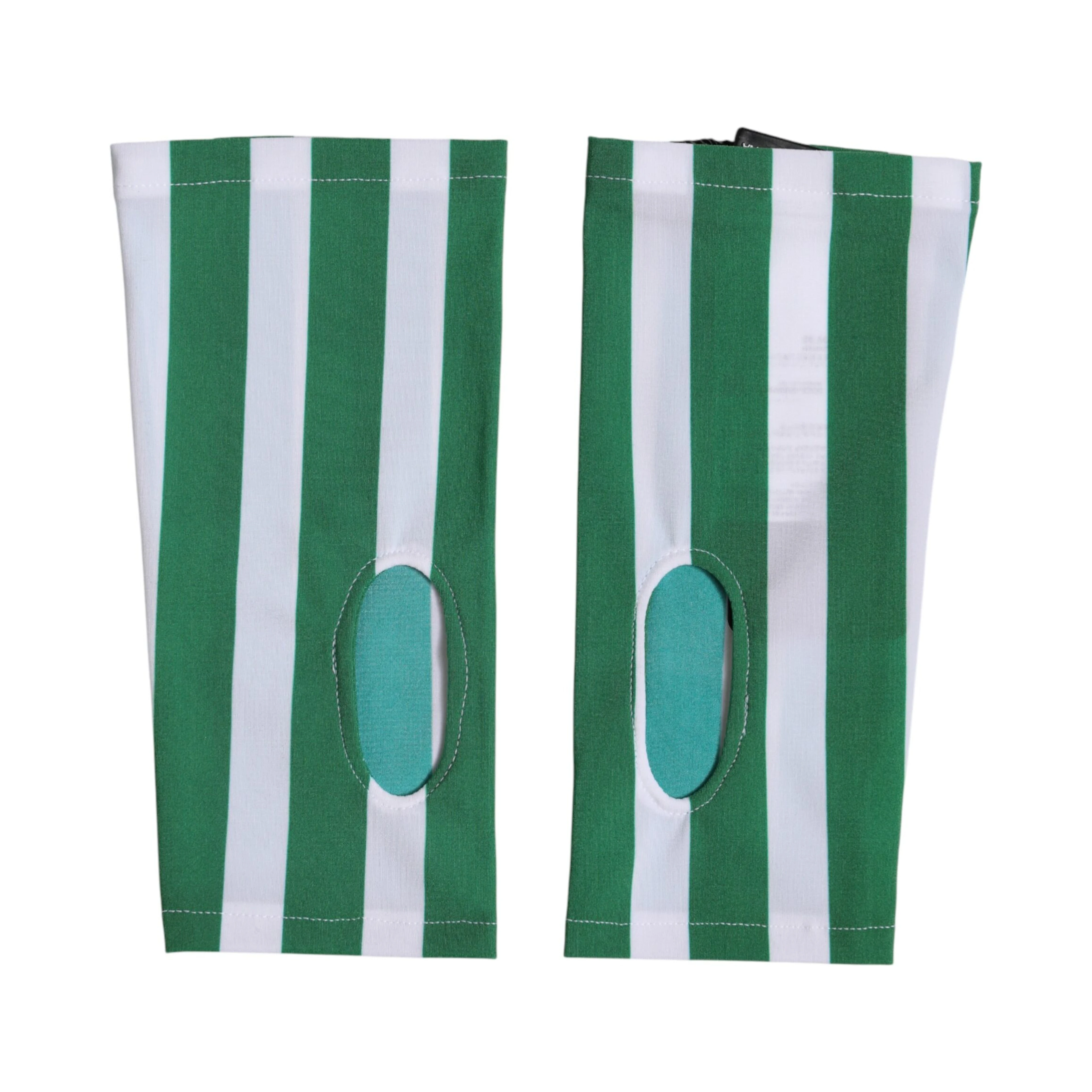 Green White Nylon Fingerless Wrist Length Gloves