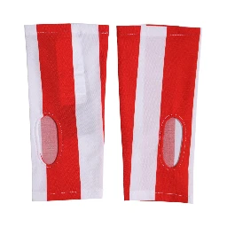 Red White Nylon Fingerless Wrist Length Gloves