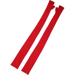 Red Wool Fingerless Elbow Length Mitten Gloves