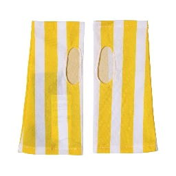 Yellow White Nylon Fingerless Wrist Length Gloves