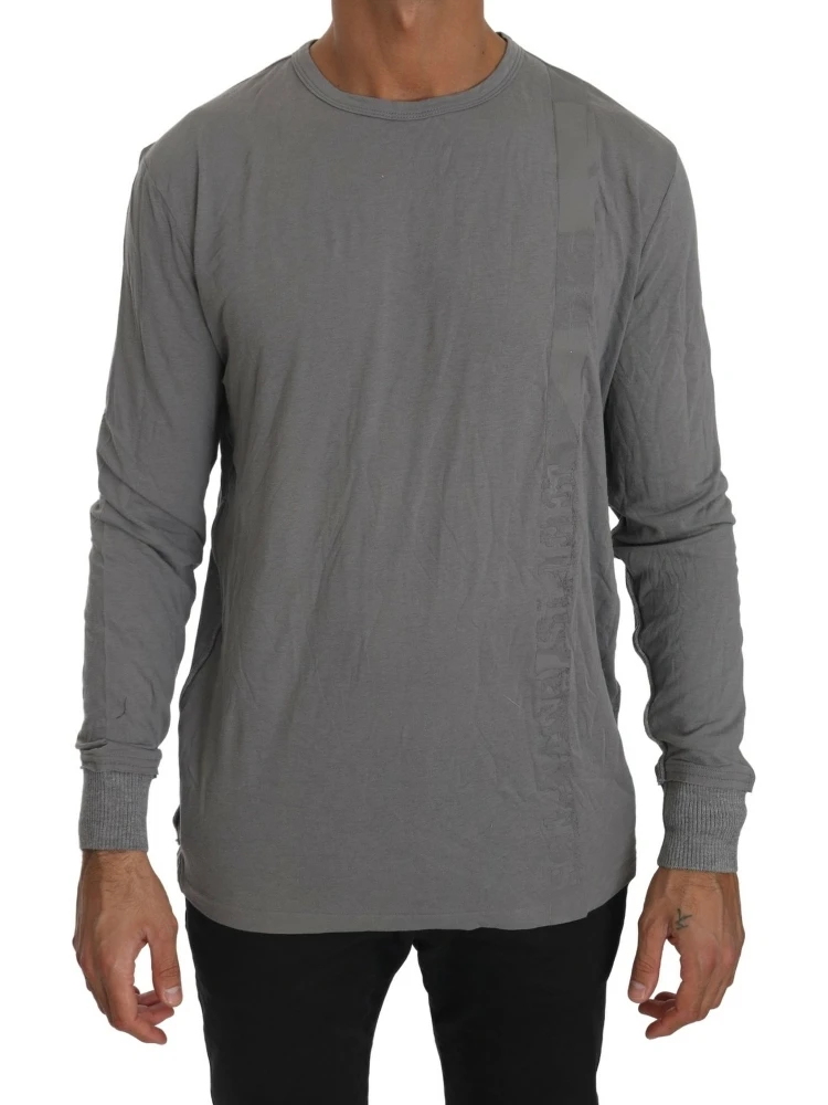 Cotton Gray Round Neck Pullover Top Sweater alternative