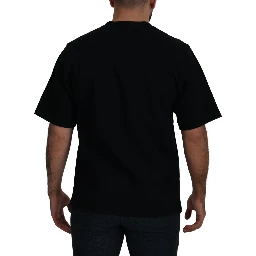 Cotton Black Printed Crewneck Tee T-shirt