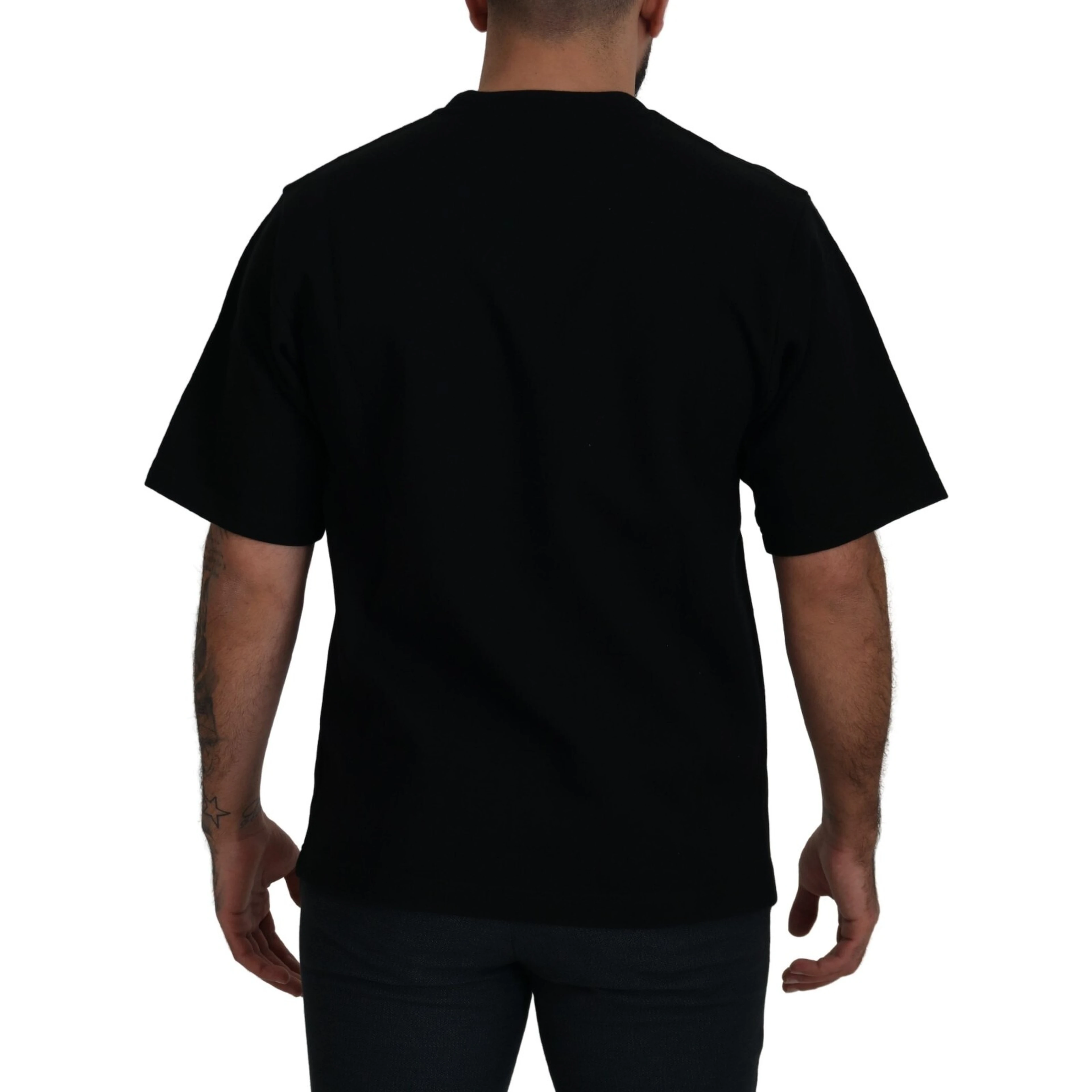 Cotton Black Printed Crewneck Tee T-shirt