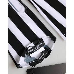 Black White Nylon Fingerless Wrist Length Gloves