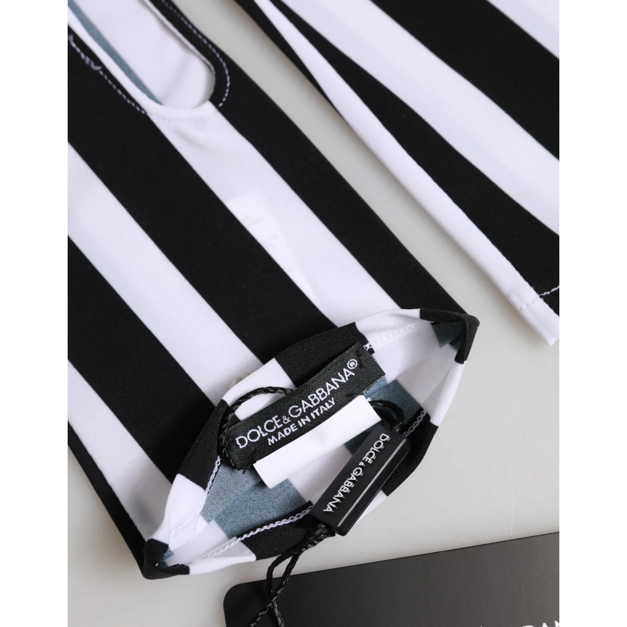 Black White Nylon Fingerless Wrist Length Gloves