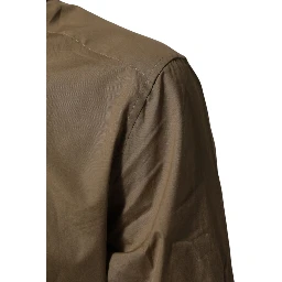 Brown Cotton Collared Men GOLD Dress Shirt