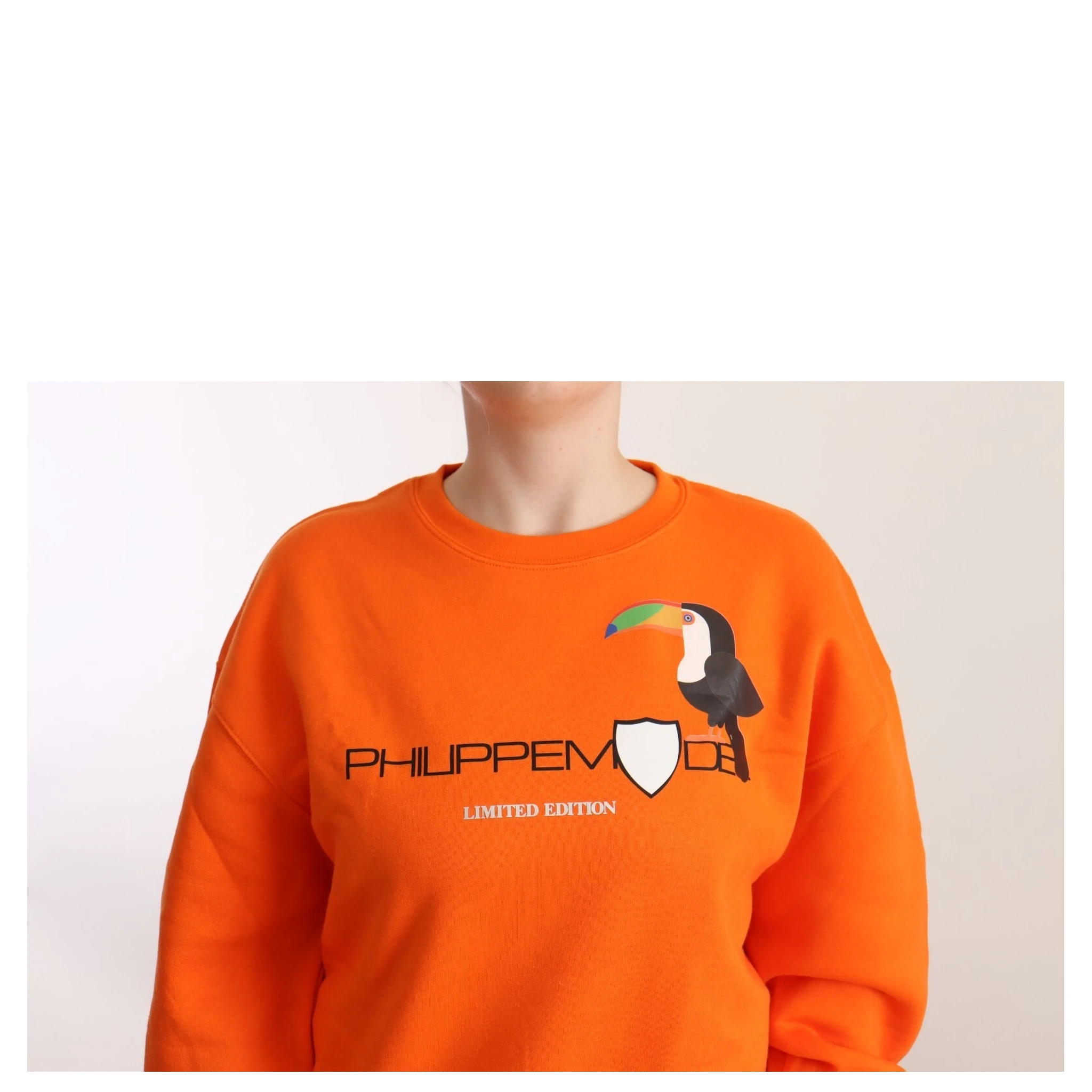 Orange Printed Long Sleeves Pullover Sweater