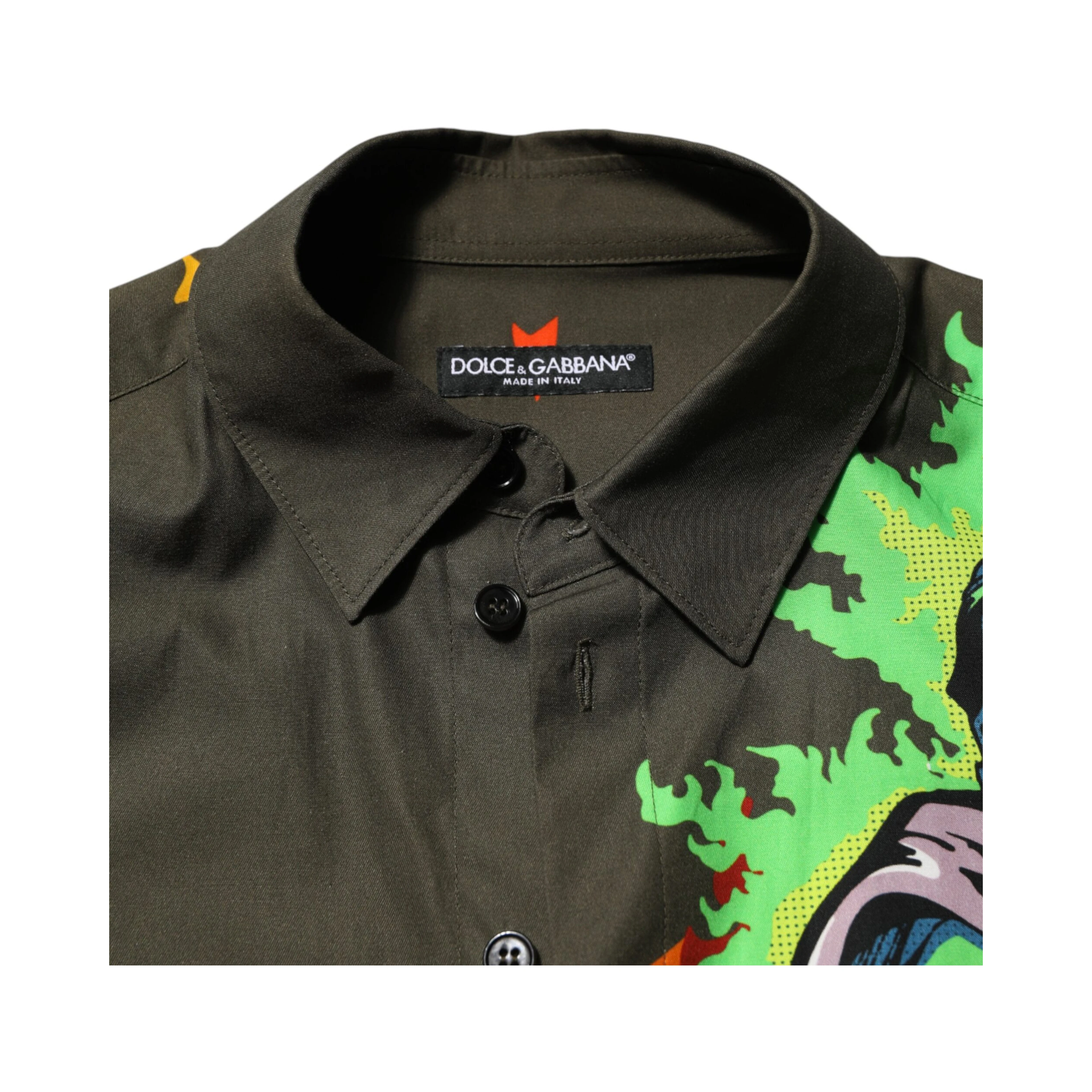 Brown Superhero Print Button Down Shirt
