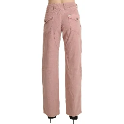 Cotton Pink High Waist Straight Trouser Pants